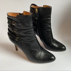 Halogen leather booties with gold